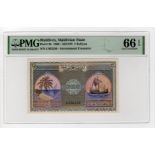 Maldives 2 Rufiyaa dated 4th June 1960, serial C402 550 (TBB B103b, Pick3b) in PMG holder graded