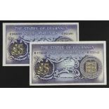 Guernsey 5 Pounds (2) issued 1969, signed C.H. Hodder, serial B773642 and W.C. Bull, serial