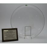 Stuart Crystal limited edition 'George Washington plate, certiificate present 7/12, diameter 29.5cm,