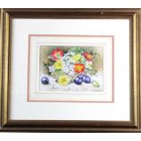 Filippa Whitford (20th Century) British. Signed Watercolour. Still Life of Flowers and Grapes.