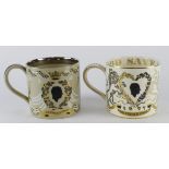 Guyatt (Richard). Two Wedgwood Commemorative Queen Elizabeth II mugs, designed by Richard Guyatt,