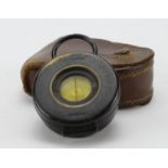 WWI Magnapole compass, contained in original leather vase, etched name 'Captain H. H. Shorter'