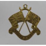 Sweetheart Badge. 9ct Gold sweetheart badge for 'South African Imperial Light Horse', width 25mm,