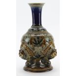 Doulton Lambeth vase, with unusual owl decoration, impressed marks to base (no. 1882), height 19cm