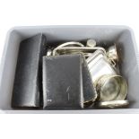 Box of manily silver plate items