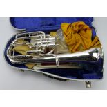 Boosey & Hawkes Sovereign tenor horn (no. 567385), mouth piece present, length 54cm approx.,