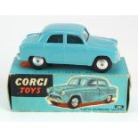 Corgi Toys, no. 201 'Austin Cambridge Saloon', turquoise, with Corgi model club leaflet, contained