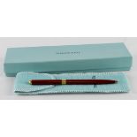 Tiffany & Co. red cased ballpoint pen, contained in original case & box
