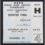 Football Ticket - World Cup 23rd July 1966 at Roker Park, Quarter Final (Soviet Union v Hungary)