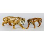Beswick. Two Beswick porcelain figures, depicting a leopard and a tiger, makers stamp to underside