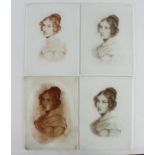 Emily Bronte interest. Four glass tiles depicting the same image of Emily Bronte, although different