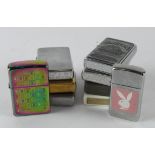 Zippo. A group of nine Zippo lighters, including Playboy, Jim Beam, Marlboro, etc.