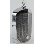 Ruddspeed. A Ruddspeed Ltd chrome car radiator grill decanter 'Mercedes Benz', makers stamp to