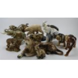 Animal interest. A group of eleven various animal figures (mainly porcelain & resin), including