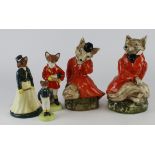 Fox interest. A group of five various fox figures, including Staffordshire, tallest 20.5cm approx.