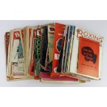 Boxing interest including various programmes, magazines, postcards, etc. Circa 1930's to 1980's.