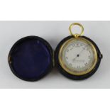Gilt cased pocket barometer, by R. McQueen & Son Ltd, diameter 45mm approx., contained in original