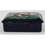 Moorcroft lidded 'Hibiscus' pattern trinket box, diameter 15cm approx.