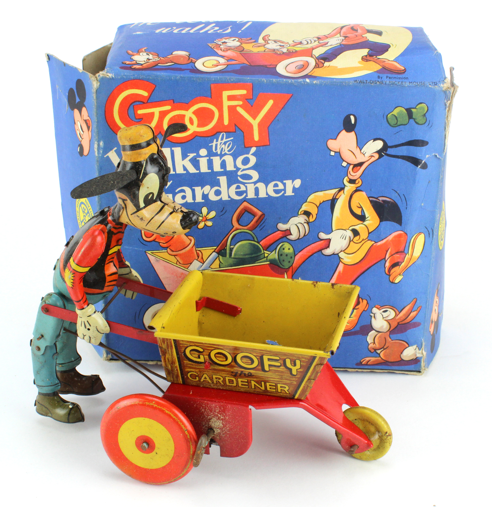Marx Toys. Goofy the Walking Gardener tinplate toy, not working height 19cm approx., contained in