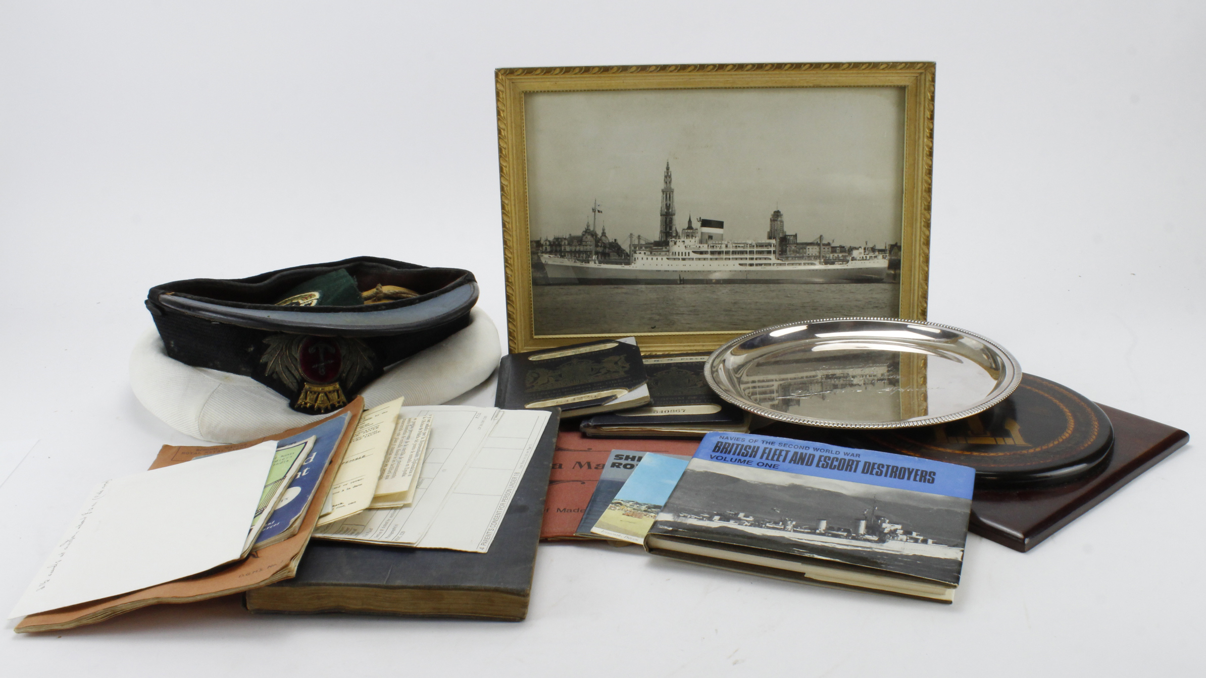 Captain Albert Nathaniel Field personal items including British Passport, engraved salver,