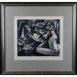 Leonardo, E. Lithograph/Monotype titled 'Reclining Woman in Robe'. Signed lower right and dated July