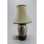 Moorcroft 'Foxglove' lamp with shade. 1st quality. Height of base 20cm approx. Tested.