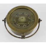 Cooke & Son brass ships compass, no. 2506 to base, diameter 16.5cm approx, depth 10cm approx.