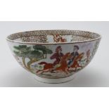 Chinese hand painted bowl, circa late 19th Century to early 20th Century, depicting a hunting