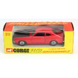 Corgi Toys, Whizzwheels, no. 311 '3 Litre V6 Ford Capri', red with black bonnet, contained in