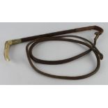 Horn handled leather riding crop, total length 230cm approx.