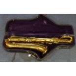 Selmer baritone saxophone, circa 1930s (no. 16948), mother of pearl keys, mouthpiece present, height