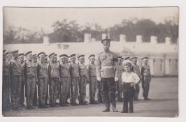 Postcard, Russian Royalty, RP of Czar and Czarewitch inspecting a junior cadet force, scarce (