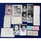 Football autographs, selection of signed items inc. 1950's autograph album including multiple signed