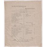 Cricket silk scorecard, a silk scorecard from the Worcestershire v Hampshire, match played on 27, 28