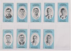 Cigarette cards, Cope's, Noted Footballers, (Clips 500 subjects), 9 cards, Clapton Orient nos 175,