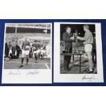 Football autographs, Denis Law & George Best, two b/w, 10" x 8" photos, being later images taken