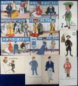 Postcards, Comic, a selection of 12 comic cards inc. 6 of London Tube Stations illustrated by H.