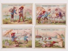 Trade cards, Liebig, The Adventure of an Artist, ref S155, French issue set (set, 6 cards) (some