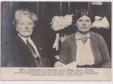 Postcard, Suffragettes, German large RP (7 x 5”), Mrs Saunders & Miss Carr, Trade issue for