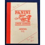 Trade stickers, Panini, Arsenal FC, specially printed Junior Gunners Team Photo Album with pages