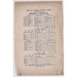 Cricket silk scorecard, a silk scorecard from the England v Australia match played at Kennington