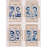 Cigarette cards, Carreras, Turf Slides, Famous Footballers (set, 50 cards, all in pairs on uncut