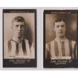 Cigarette cards, John Sinclair, Football Favourites, Sunderland A.F.C., two type cards, no 80 Geo.