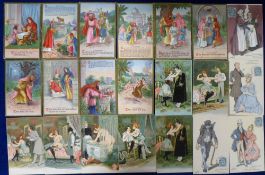 Postcards, selection of approx. 40 artist drawn cards, sets & part sets inc. French risqué