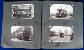 Photographs, London Trams, vintage corner mounted album containing 280+ b/w photos all LPTB or