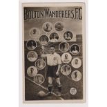 Postcard, Football, RP, Bolton Wanders, players in balloon style portraits, 1920-21, by C.E. Willis,
