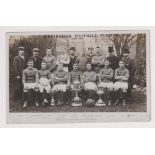 Postcard, Football, RP, Birmingham F.C., RP, Officials & squad, 1905-06, with three trophies (pu,