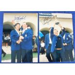 Golf autographs, Ryder Cup, two colour photographs, one showing Bernhard Langer, the other Jose