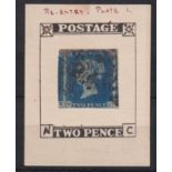 Stamp, GB QV 1840 2d blue NC stated to be plate 1 re-entry with 4 good to huge margins showing