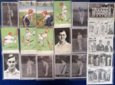 Postcards, cricket, a selection of approx. 36 cricket related cards inc. 11 cards of Players in